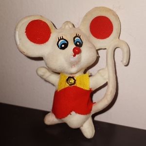 Vintage Christmas Flocked Mouse Christmas Holiday Ornament